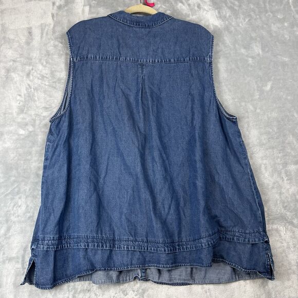 J Jill Denim Chambray Blue Collared Sleeveless Tank Top Size 4XL - Picture 9 of 10
